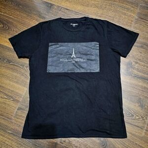 Karl Lagerfeld Paris Black Eiffel Tower Graphic T Shirt Short Sleeve Size L